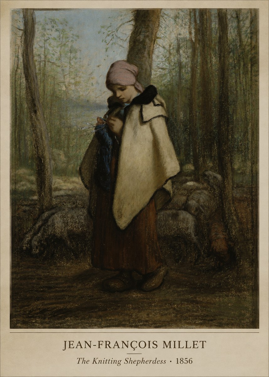 Jean-François Millet The Knitting Shepherdess · 1856 No5 - Plakát