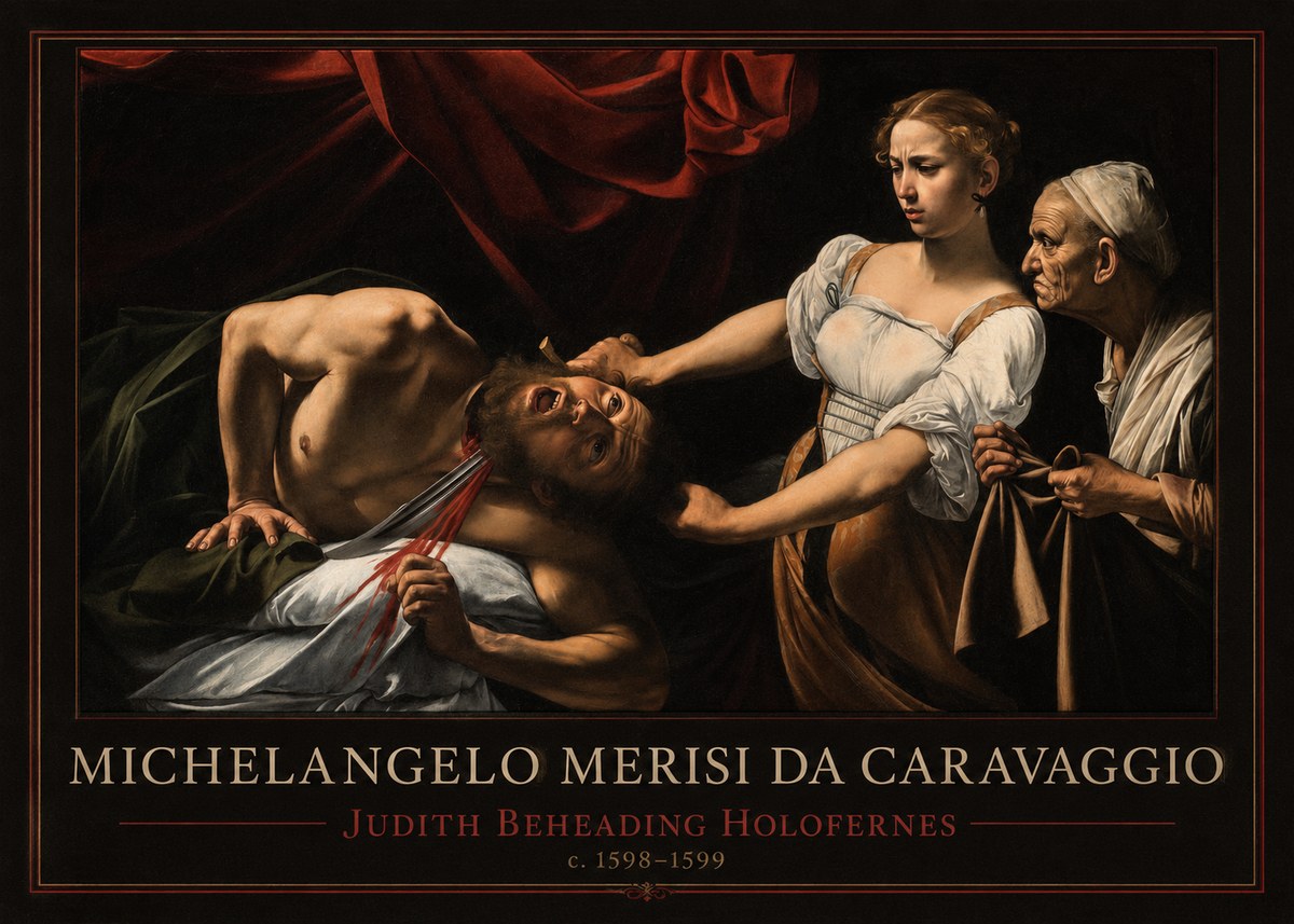 Michelangelo Merisi da Caravaggio Judith Beheading Holofernes II No1 - Plakát