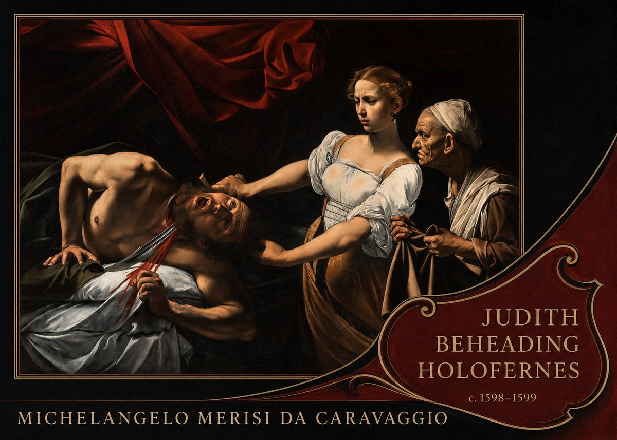 Michelangelo Merisi da Caravaggio Judith Beheading Holofernes II No5 - Plakát