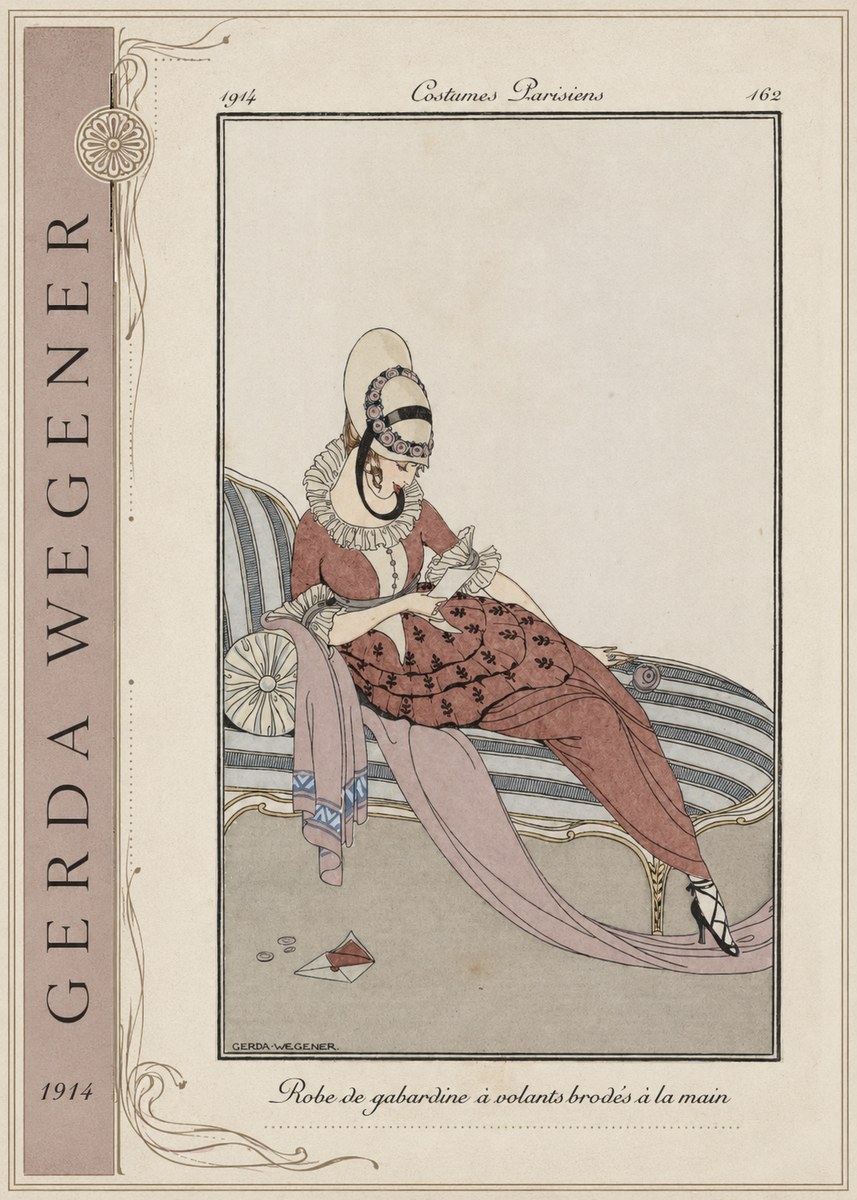Gerda Wegener Robe De Gabardine À Volants Brodés À La Main II No2 - Plakát
