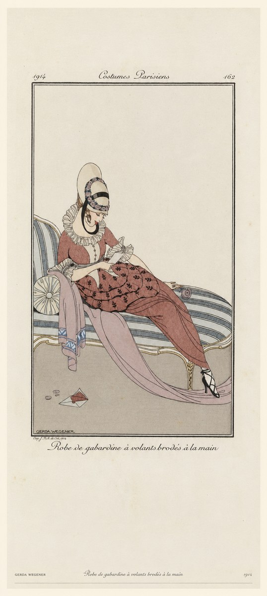 Gerda Wegener Robe De Gabardine À Volants Brodés À La Main II No6 - Plakát