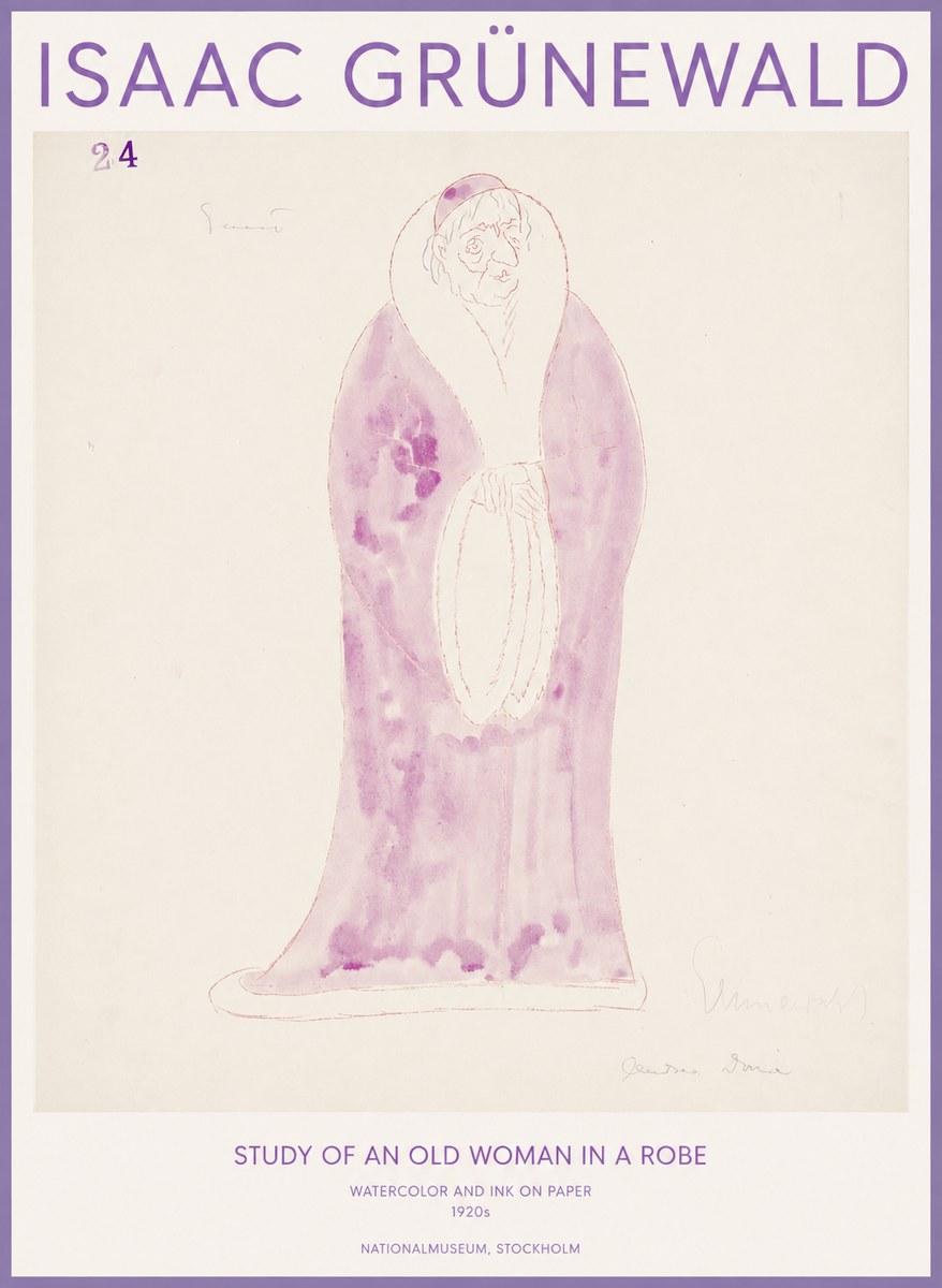 Isaac Grünewald Study of an Old Woman in a Robe No1 - Plakát