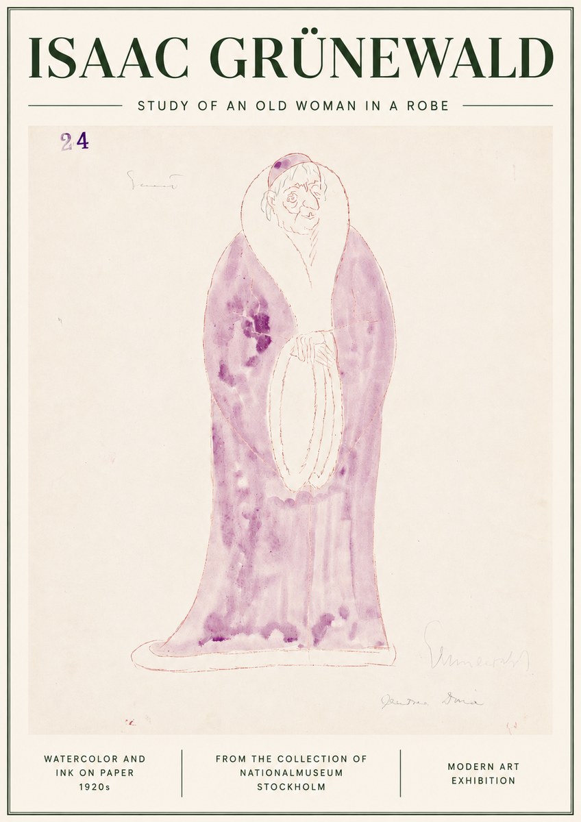 Isaac Grünewald Study of an Old Woman in a Robe No3 - Plakát