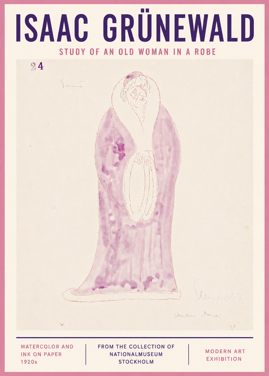 Isaac Grünewald Study of an Old Woman in a Robe No4 - Plakát