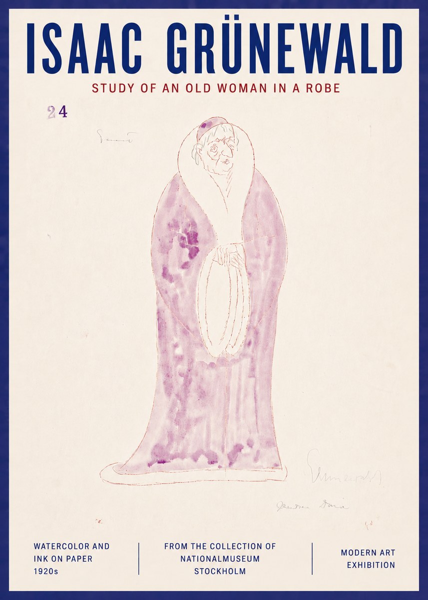Isaac Grünewald Study of an Old Woman in a Robe No5 - Plakát