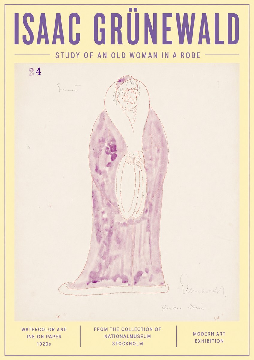 Isaac Grünewald Study of an Old Woman in a Robe No6 - Plakát