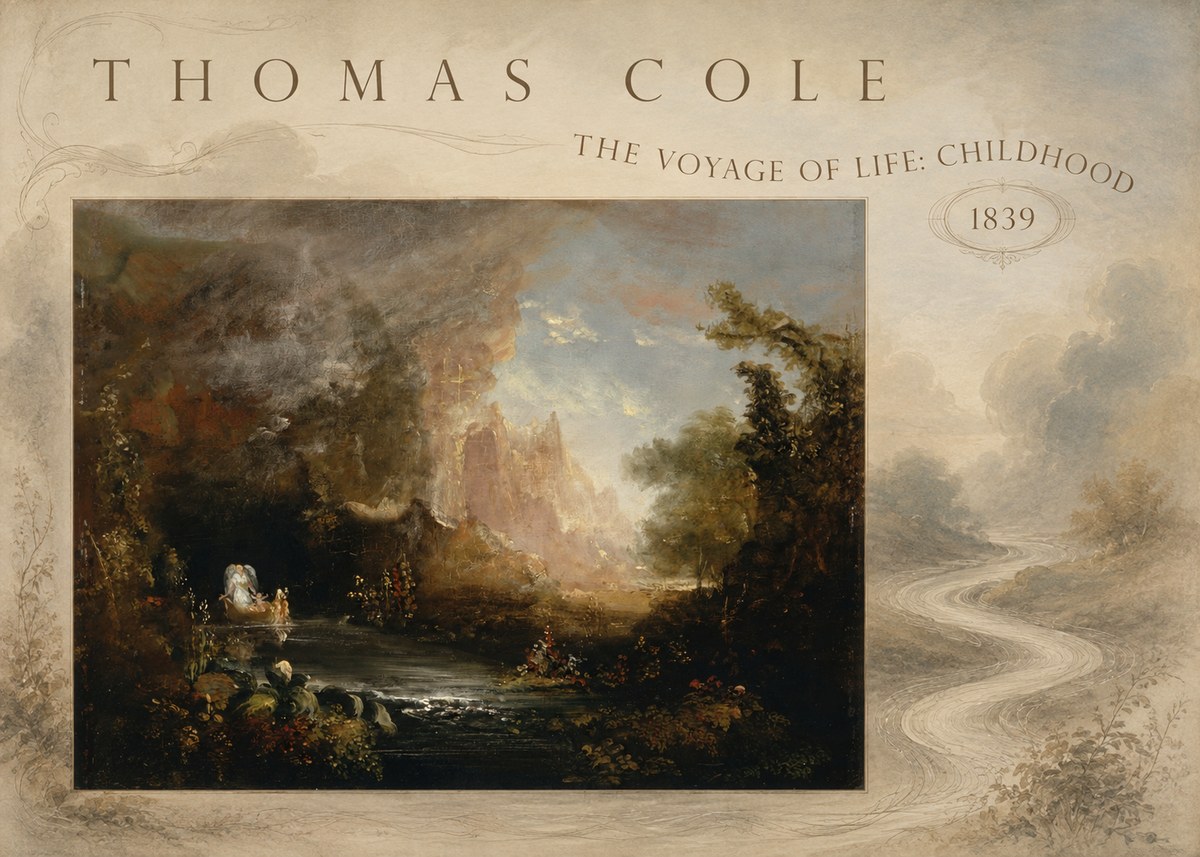 Thomas Cole The Voyage of Life: Childhood II No5 - Plakát