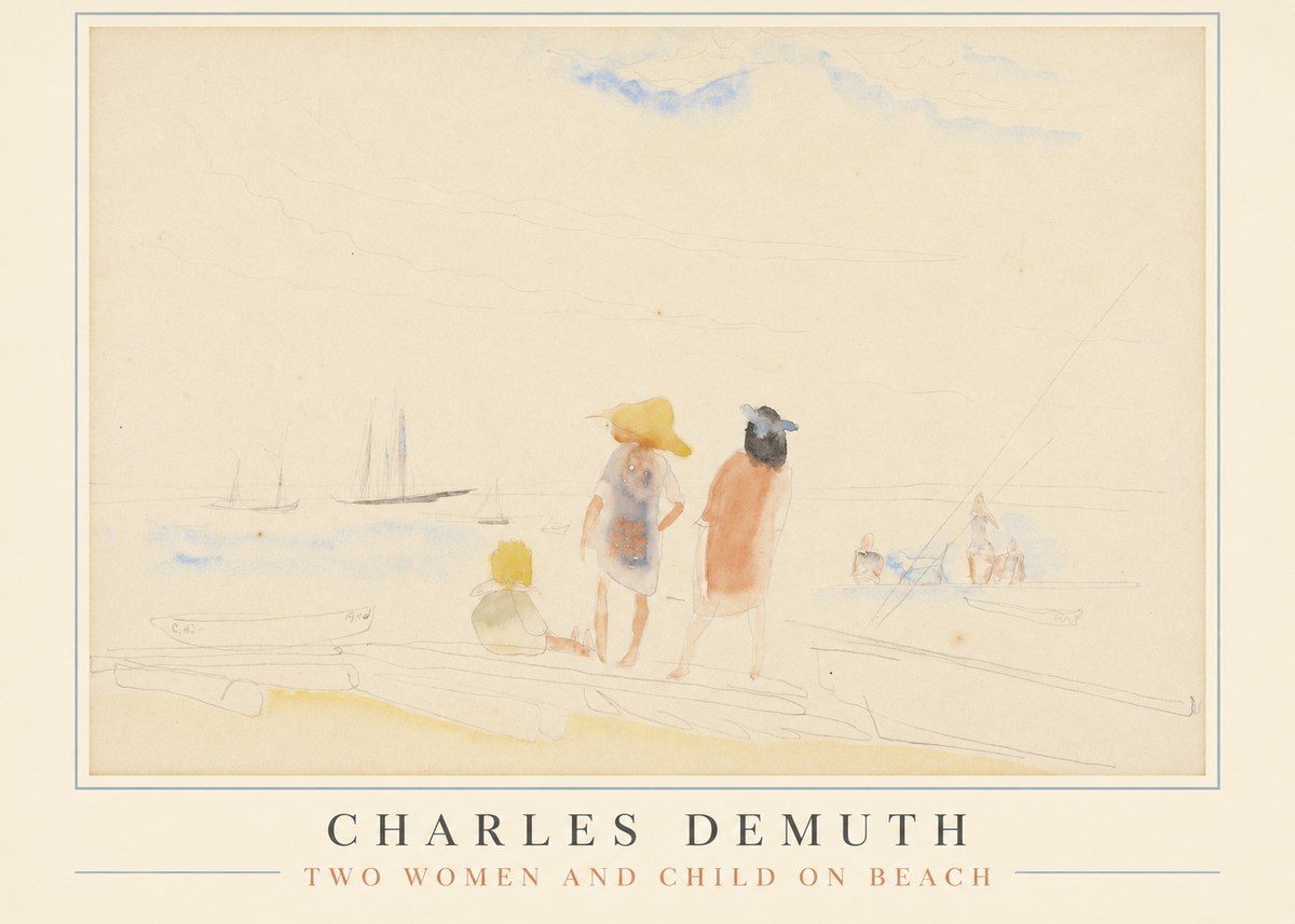 Charles Demuth Two Women and Child on Beach No1 - Plakát