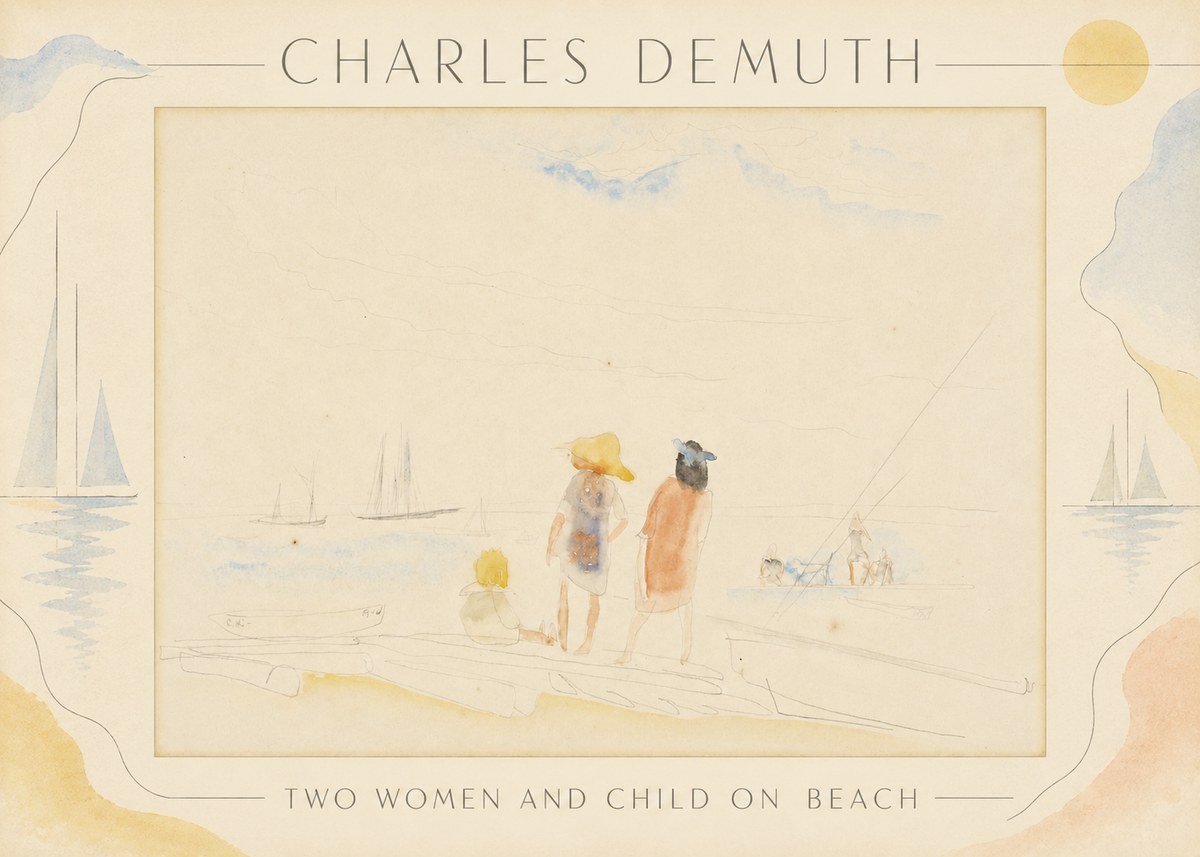 Charles Demuth Two Women and Child on Beach No3 - Plakát