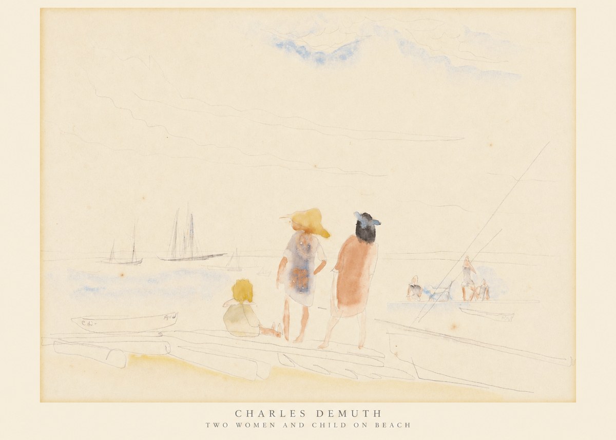 Charles Demuth Two Women and Child on Beach No6 - Plakát