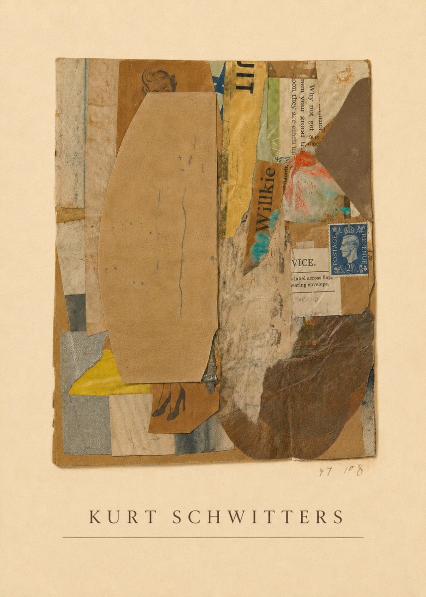 Kurt Schwitters Abstract Merz Collage No4 - Plakát