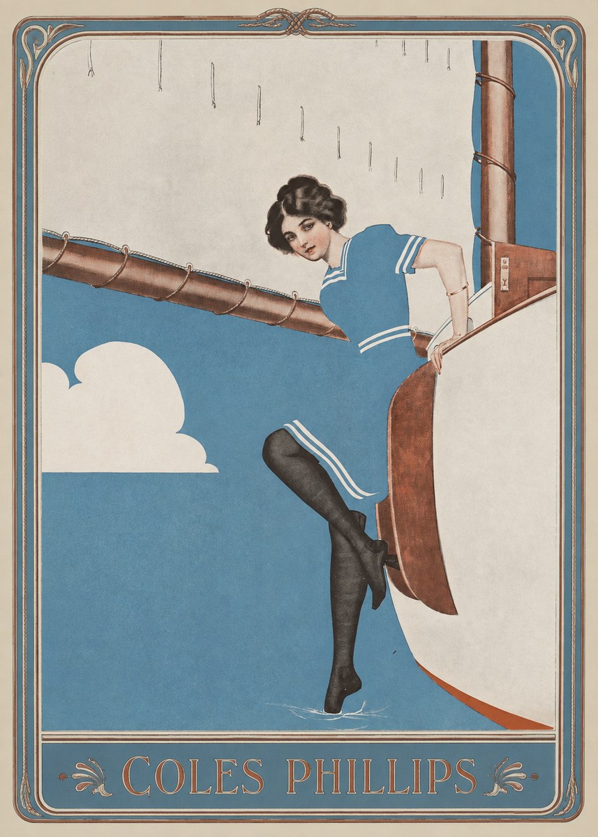 Coles Phillips Woman on a Yacht No1 - Plakát