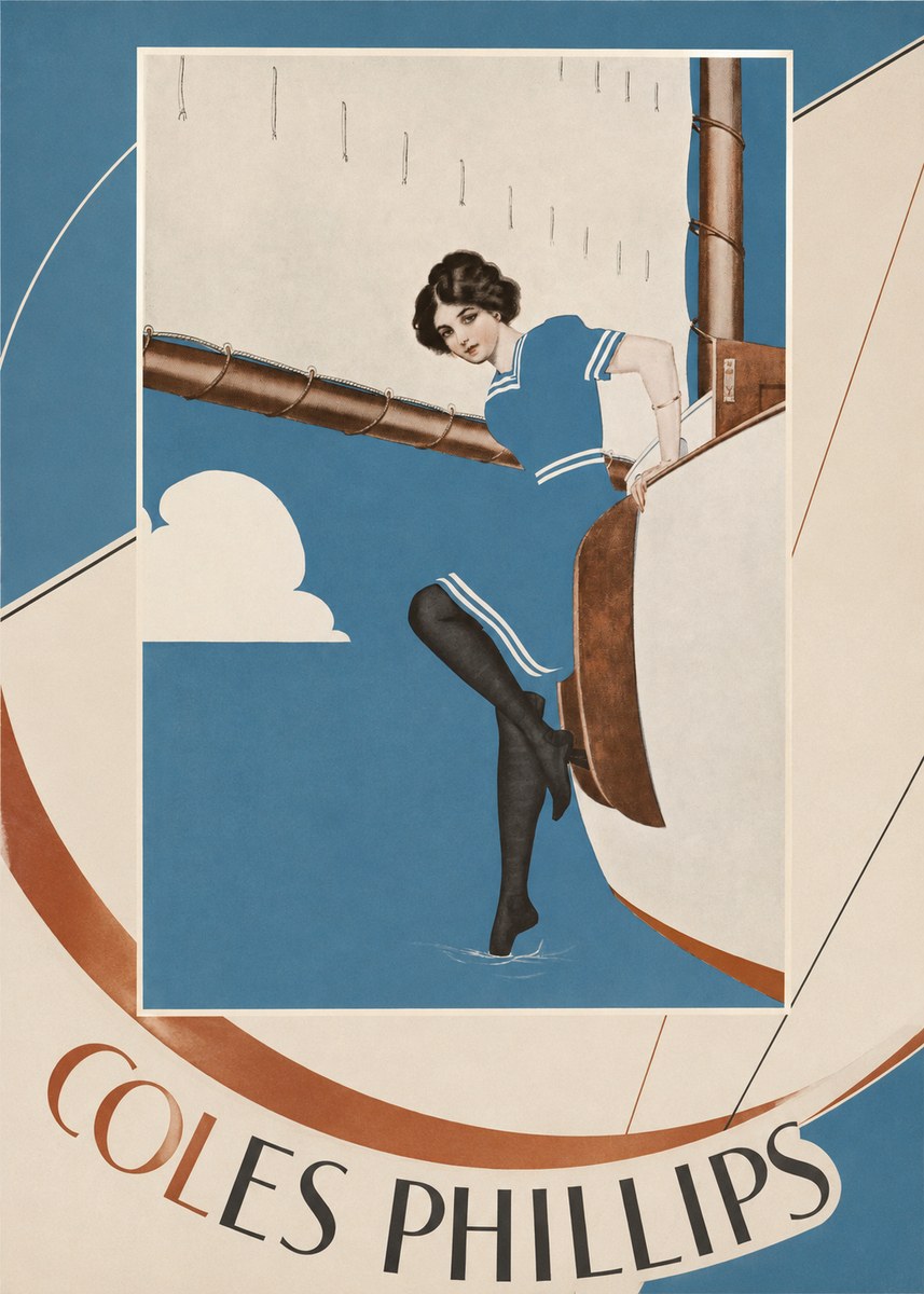 Coles Phillips Woman on a Yacht No6 - Plakát