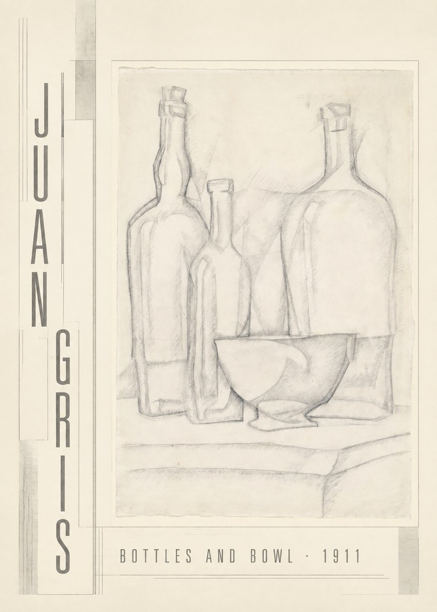 Juan Gris Bottles and Bowl No3 - Plakát