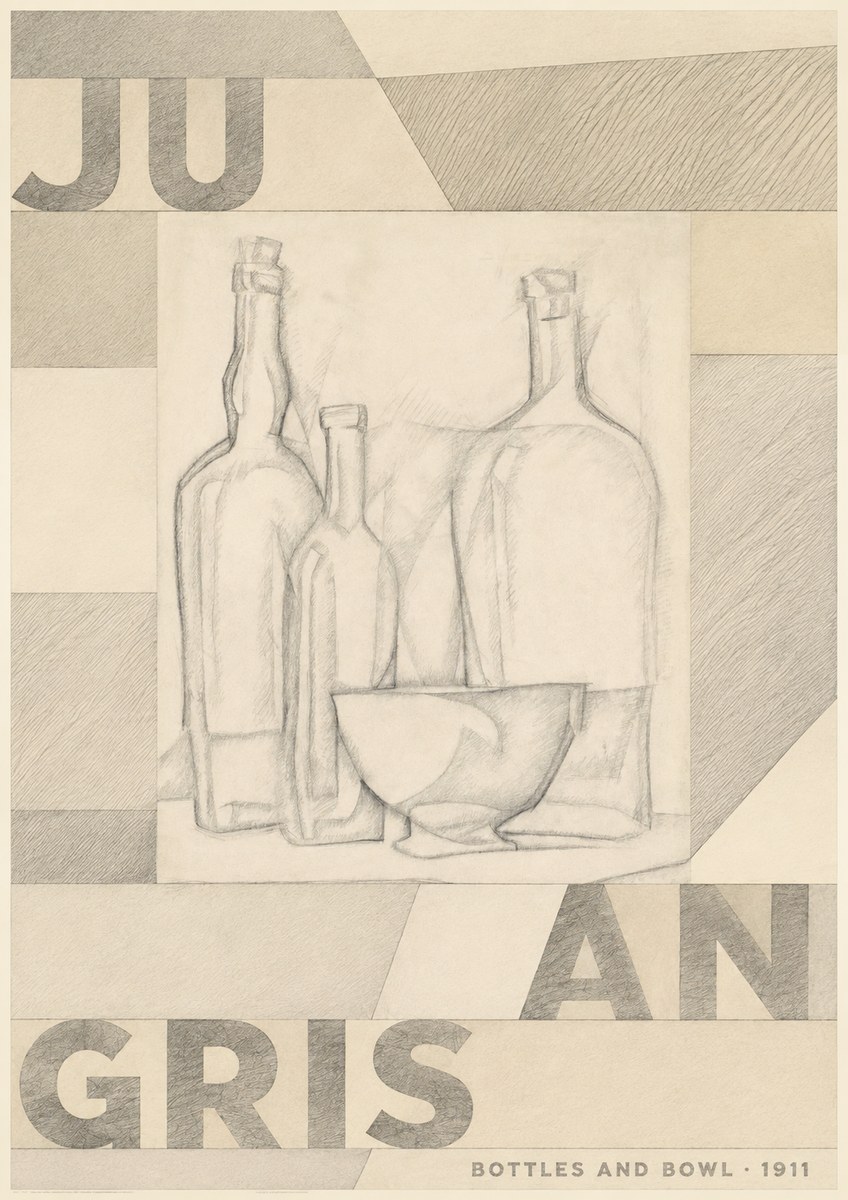 Juan Gris Bottles and Bowl No4 - Plakát