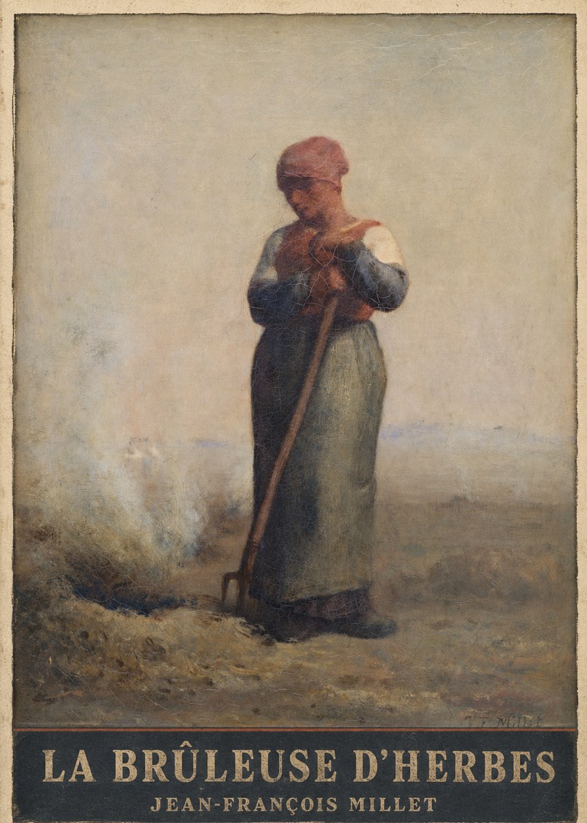 Jean-François Millet La Brûleuse D'herbes No3 - Plakát