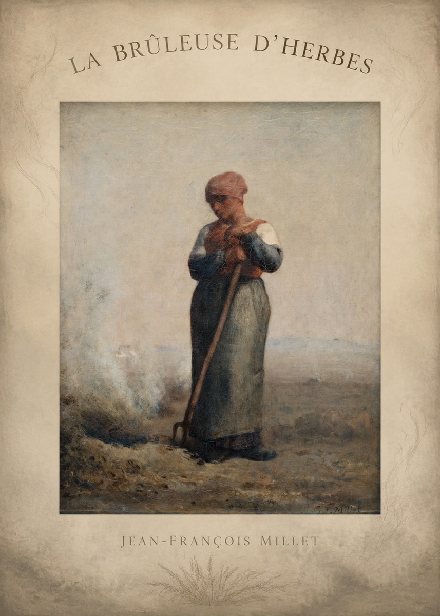 Jean-François Millet La Brûleuse D'herbes No4 - Plakát