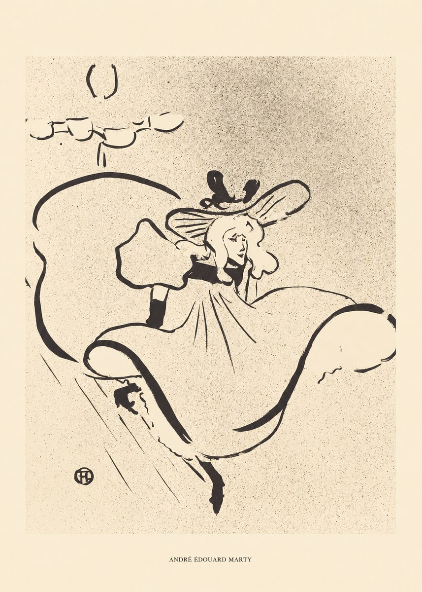André Édouard Marty Elegant Woman with Hat No6 - Plakát