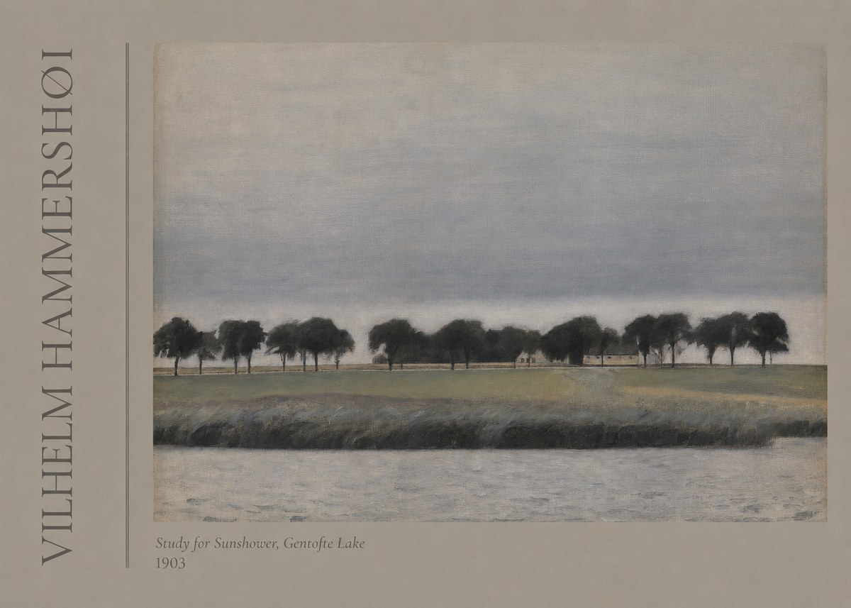 Vilhelm Hammershøi Study for Sunshower, Gentofte Lake No2 - Plakát