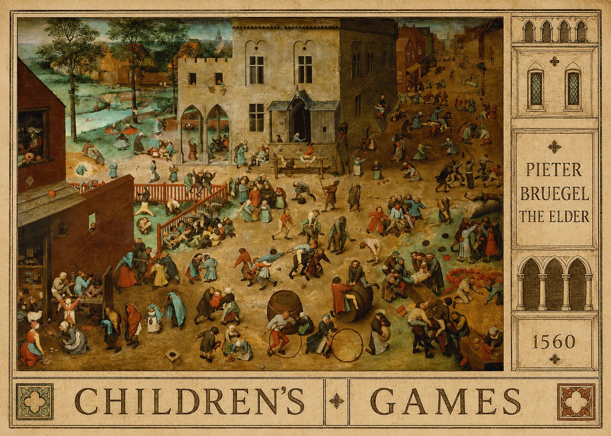 Pieter Bruegel Children's Games II No4 - Plakát