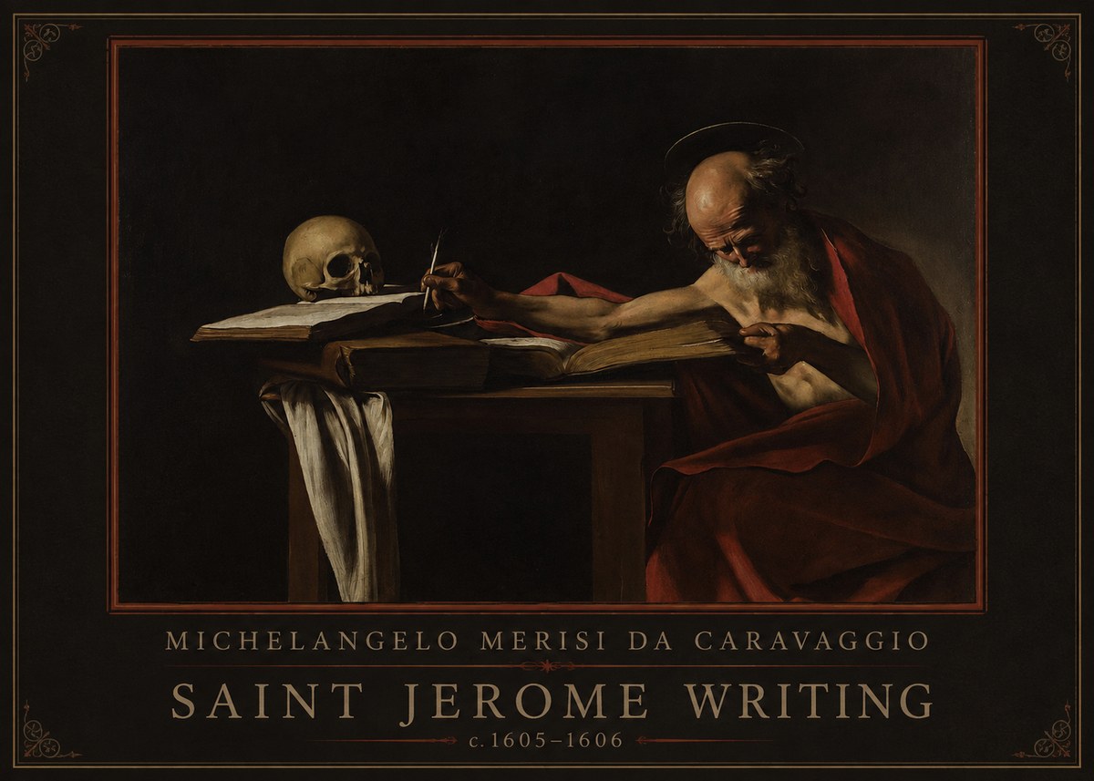 Michelangelo Merisi da Caravaggio Saint Jerome Writing I No1 - Plakát