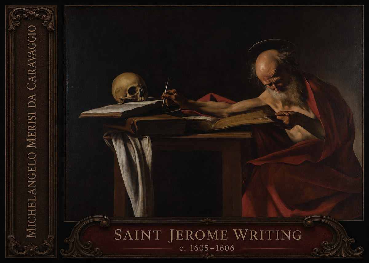 Michelangelo Merisi da Caravaggio Saint Jerome Writing I No4 - Plakát