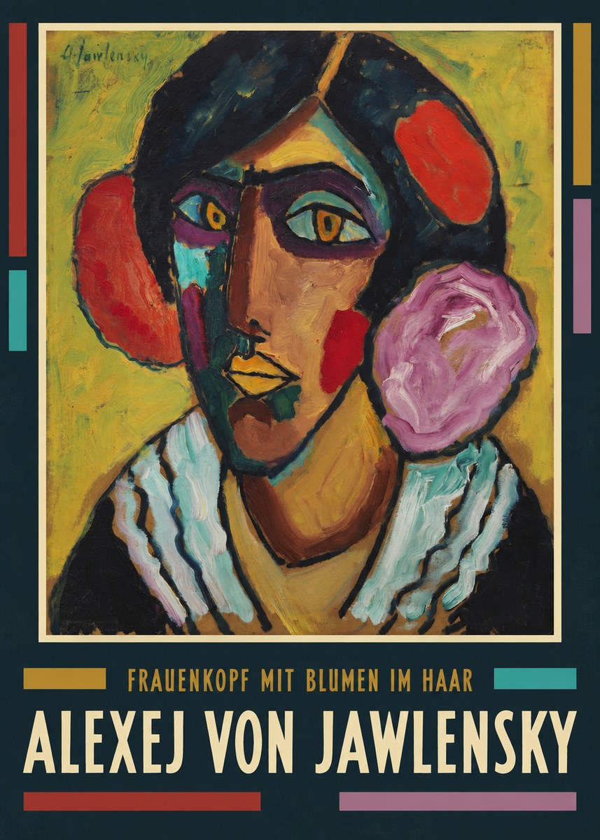 Alexej von Jawlensky Frauenkopf Mit Blumen Im Haar No3 - Plakát