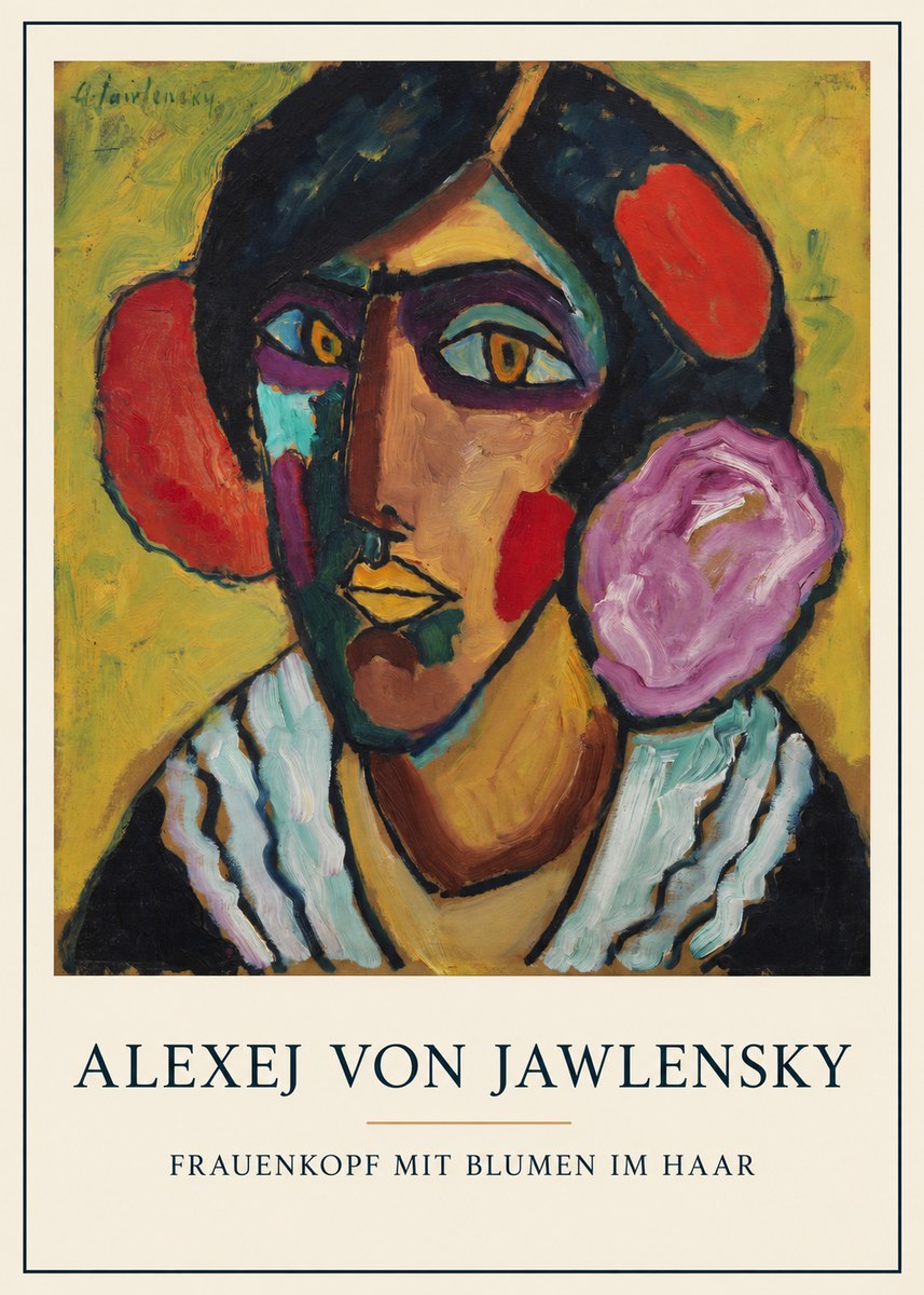 Alexej von Jawlensky Frauenkopf Mit Blumen Im Haar No5 - Plakát