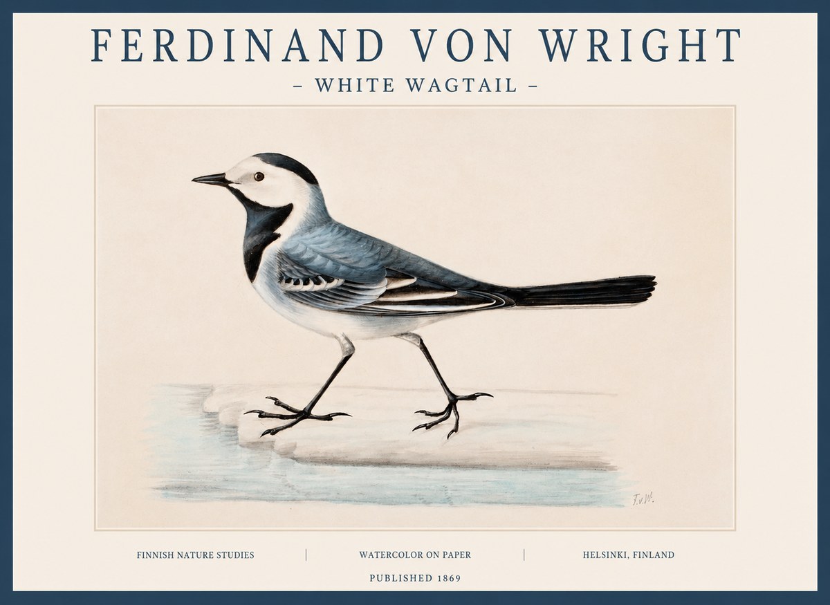 Ferdinand von Wright White Wagtail No1 - Plakát
