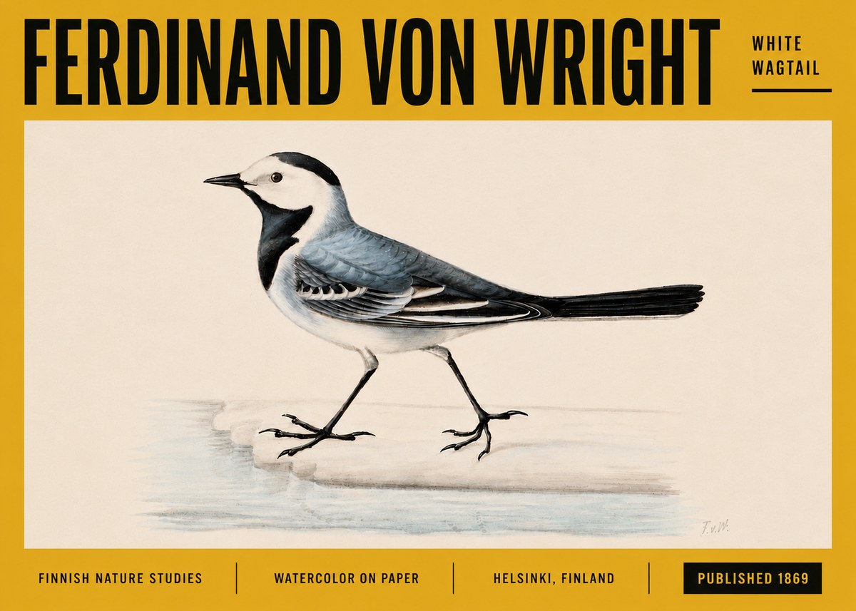Ferdinand von Wright White Wagtail No5 - Plakát