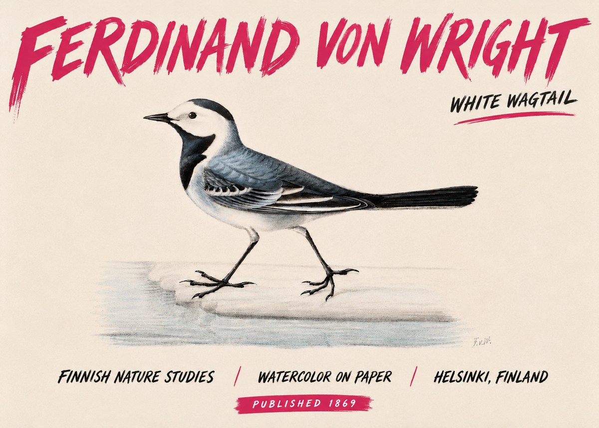 Ferdinand von Wright White Wagtail No6 - Plakát