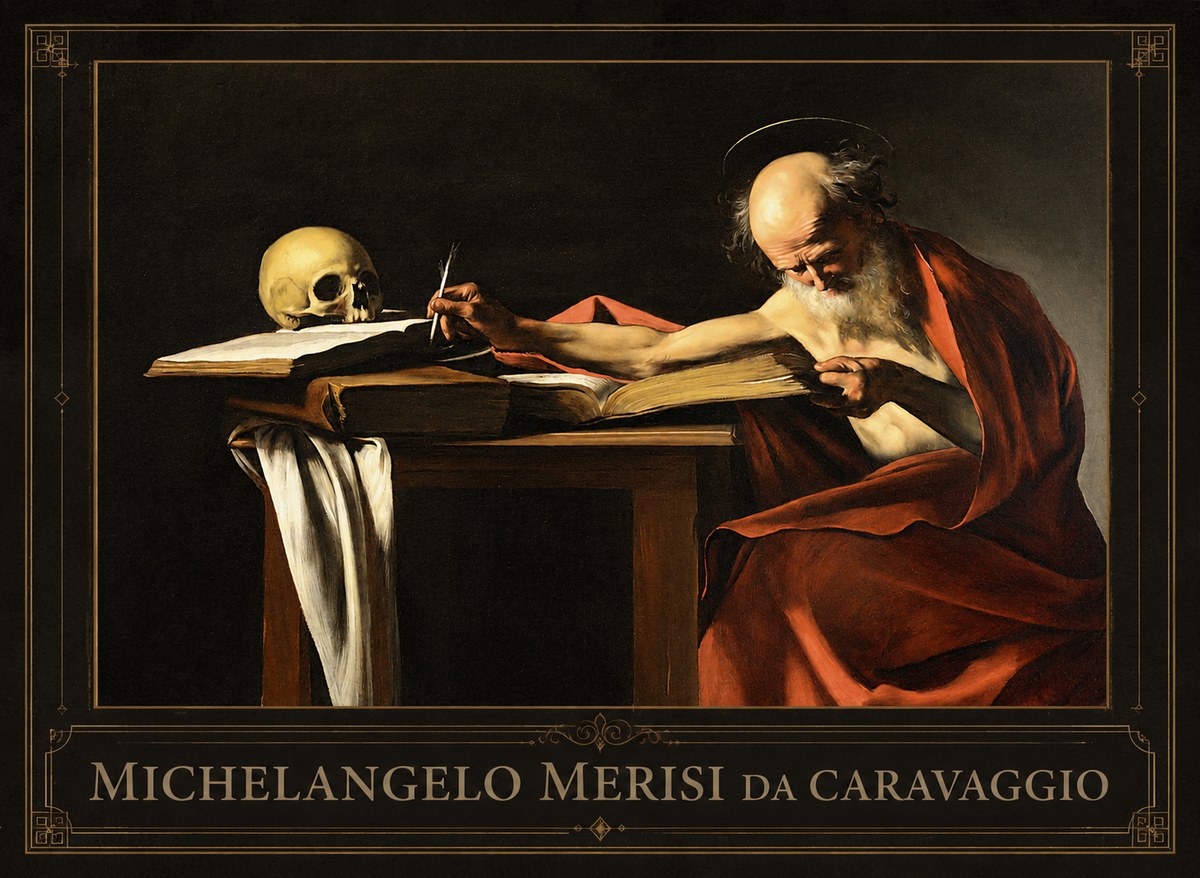 Michelangelo Merisi da Caravaggio Saint Jerome Writing II No1 - Plakát