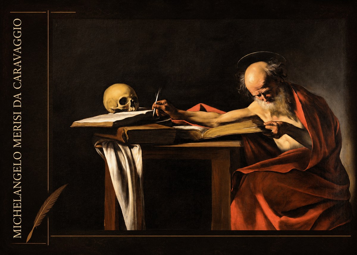 Michelangelo Merisi da Caravaggio Saint Jerome Writing II No2 - Plakát