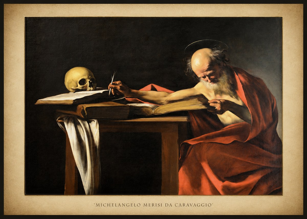 Michelangelo Merisi da Caravaggio Saint Jerome Writing II No4 - Plakát
