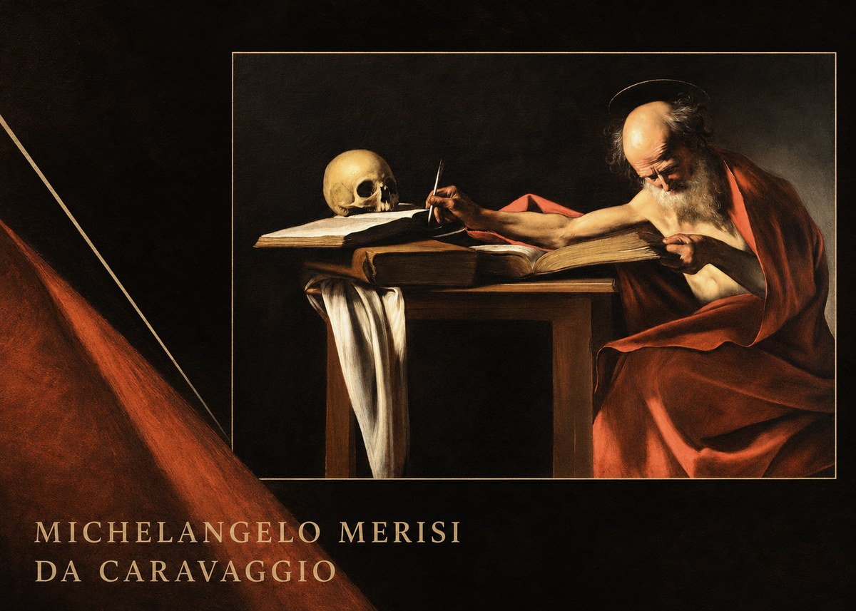 Michelangelo Merisi da Caravaggio Saint Jerome Writing II No6 - Plakát