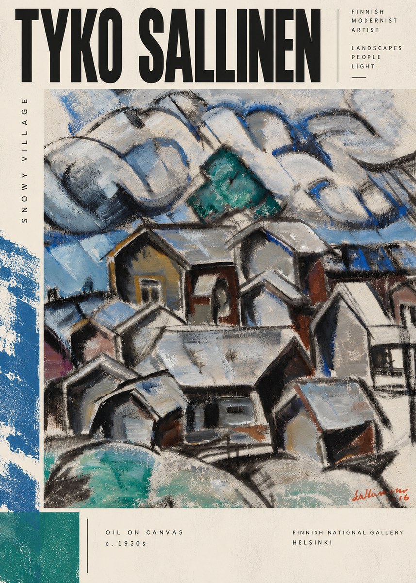 Tyko Sallinen Snowy Village No5 - Plakát