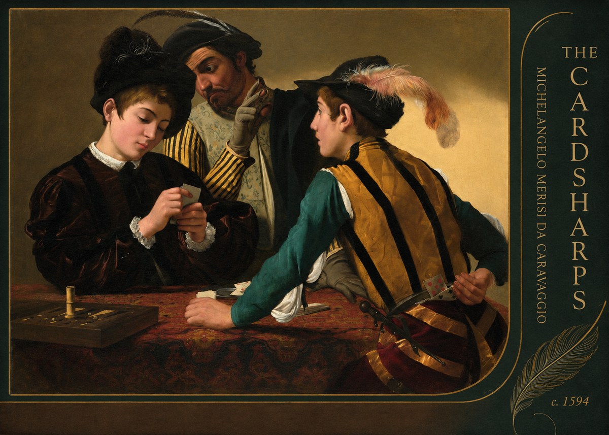 Michelangelo Merisi da Caravaggio The Cardsharps III No5 - Plakát