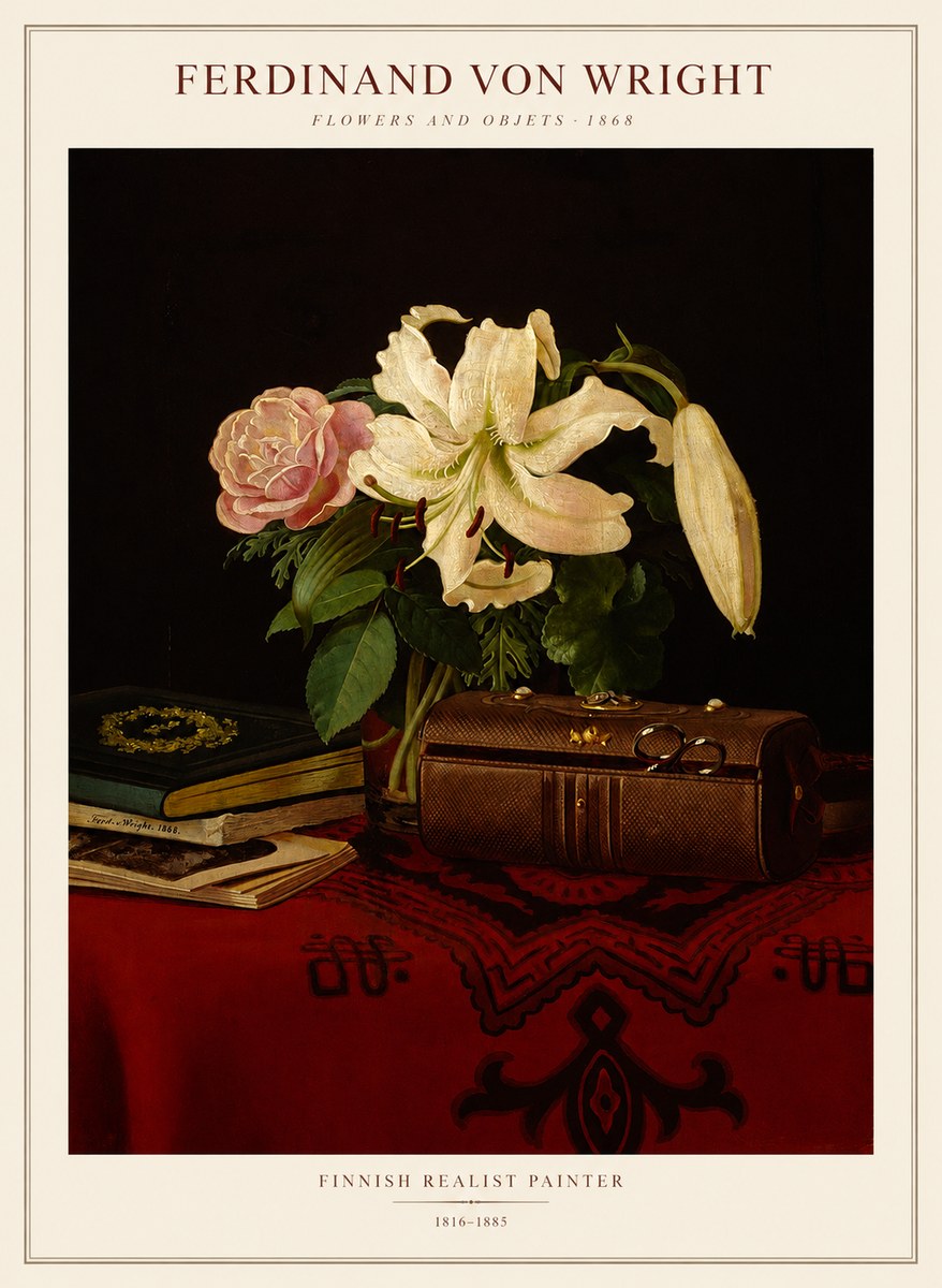 Ferdinand von Wright Flowers and Objets No1 - Plakát