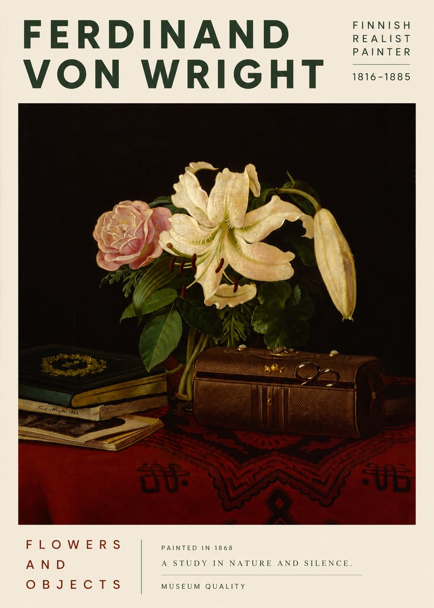 Ferdinand von Wright Flowers and Objets No3 - Plakát
