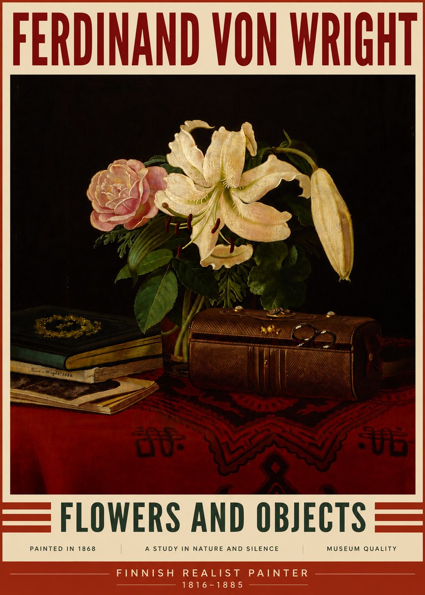 Ferdinand von Wright Flowers and Objets No5 - Plakát