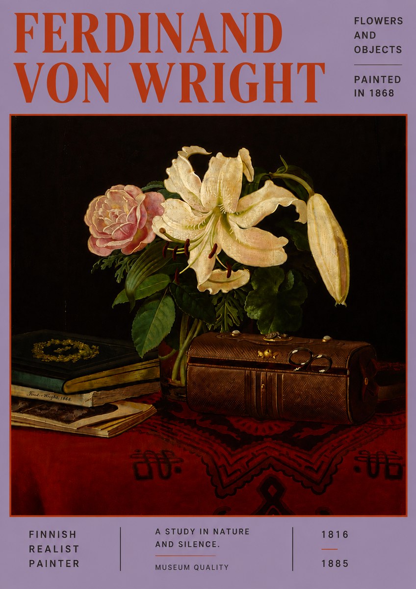 Ferdinand von Wright Flowers and Objets No6 - Plakát