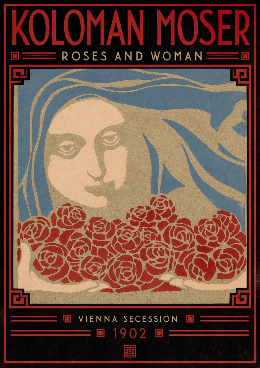 Koloman Moser Roses and Woman No5 - Plakát