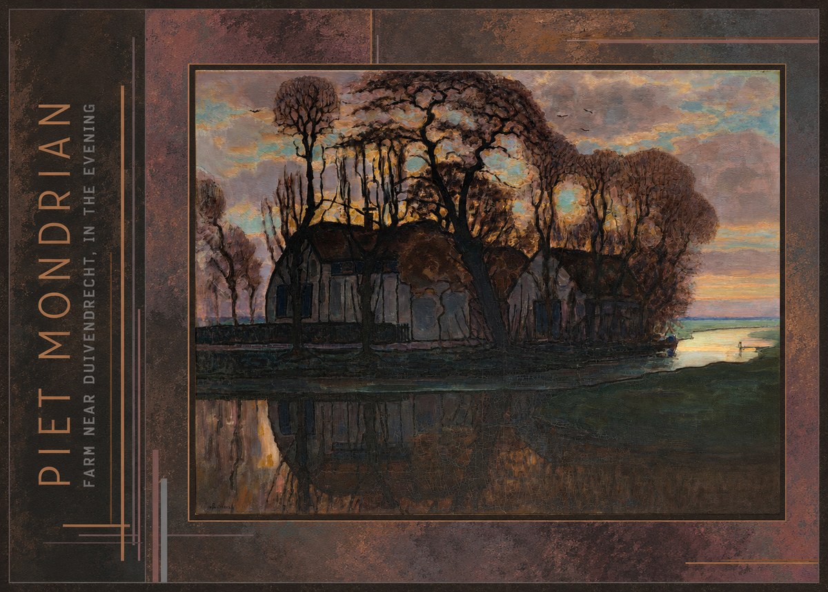 Piet Mondrian Farm Near Duivendrecht, in the Evening No2 - Plakát