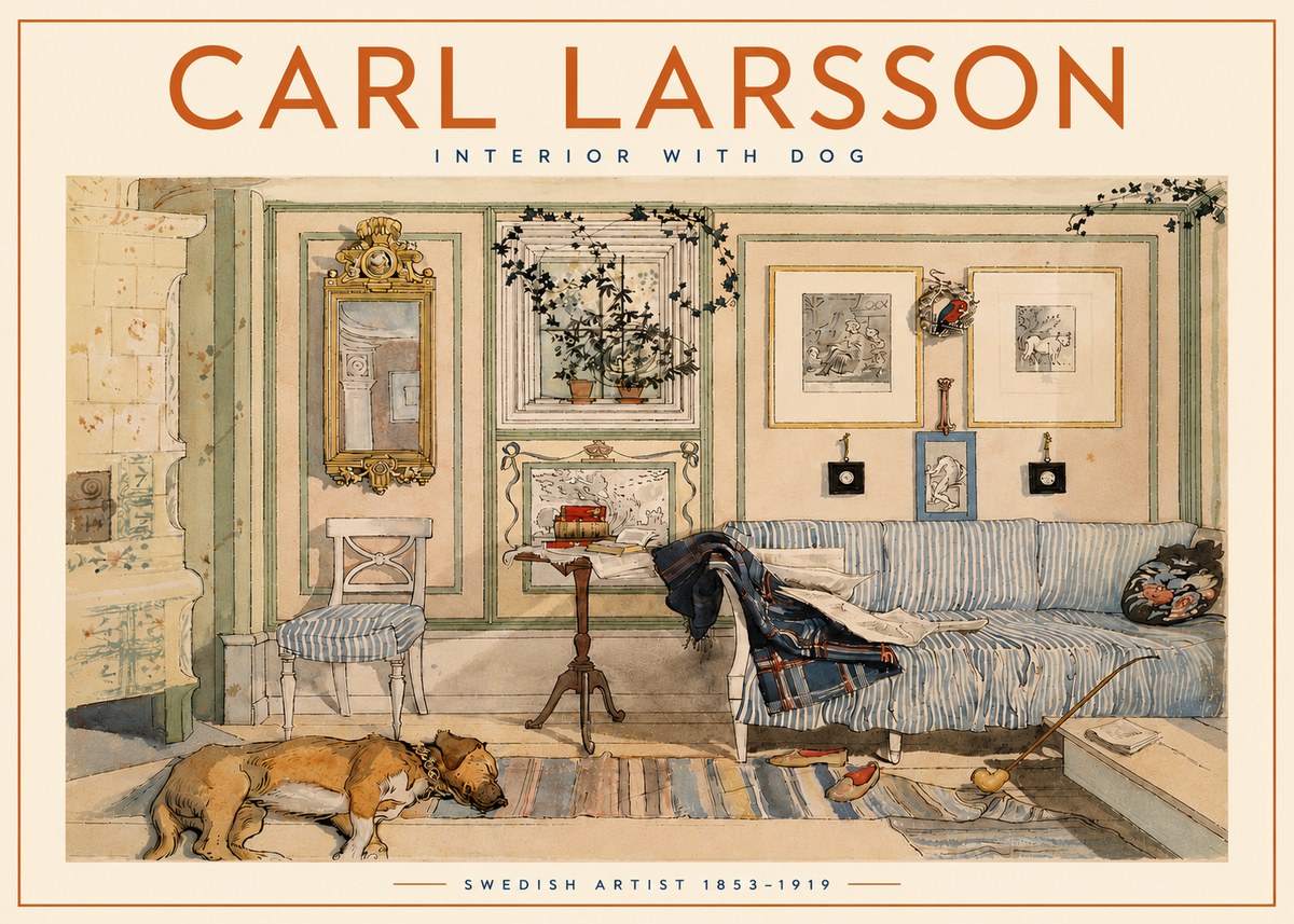 Carl Larsson Interior with Dog No5 - Plakát