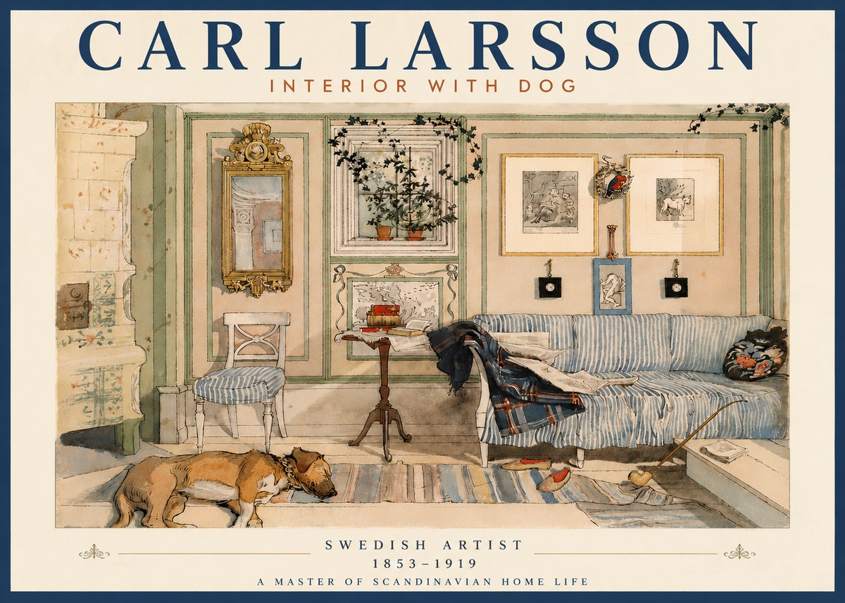 Carl Larsson Interior with Dog No6 - Plakát
