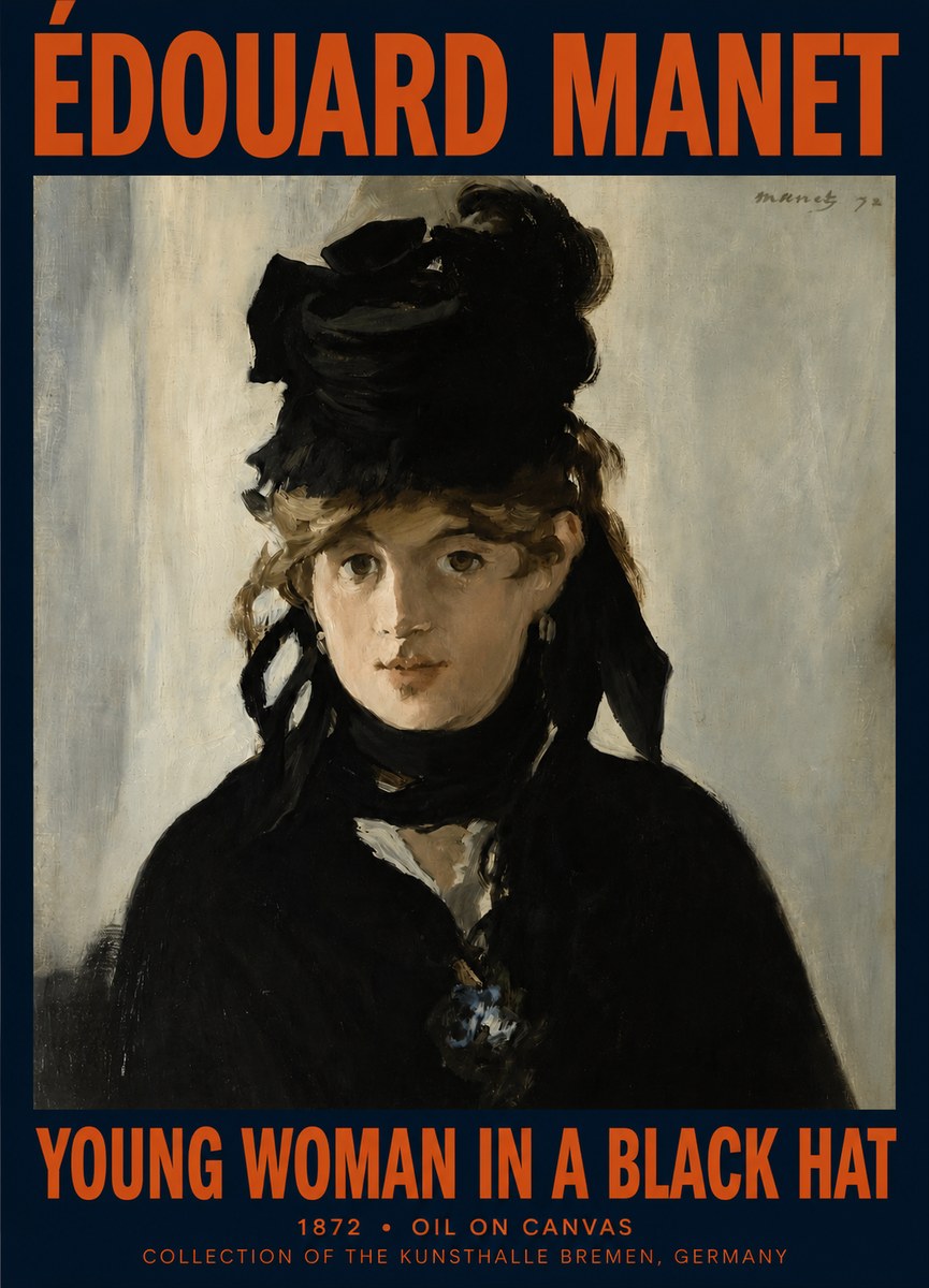 Édouard Manet Young Woman in a Black Hat I No2 - Plakát