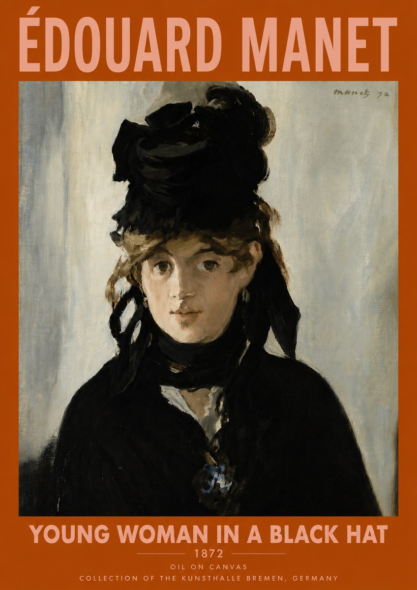 Édouard Manet Young Woman in a Black Hat I No6 - Plakát