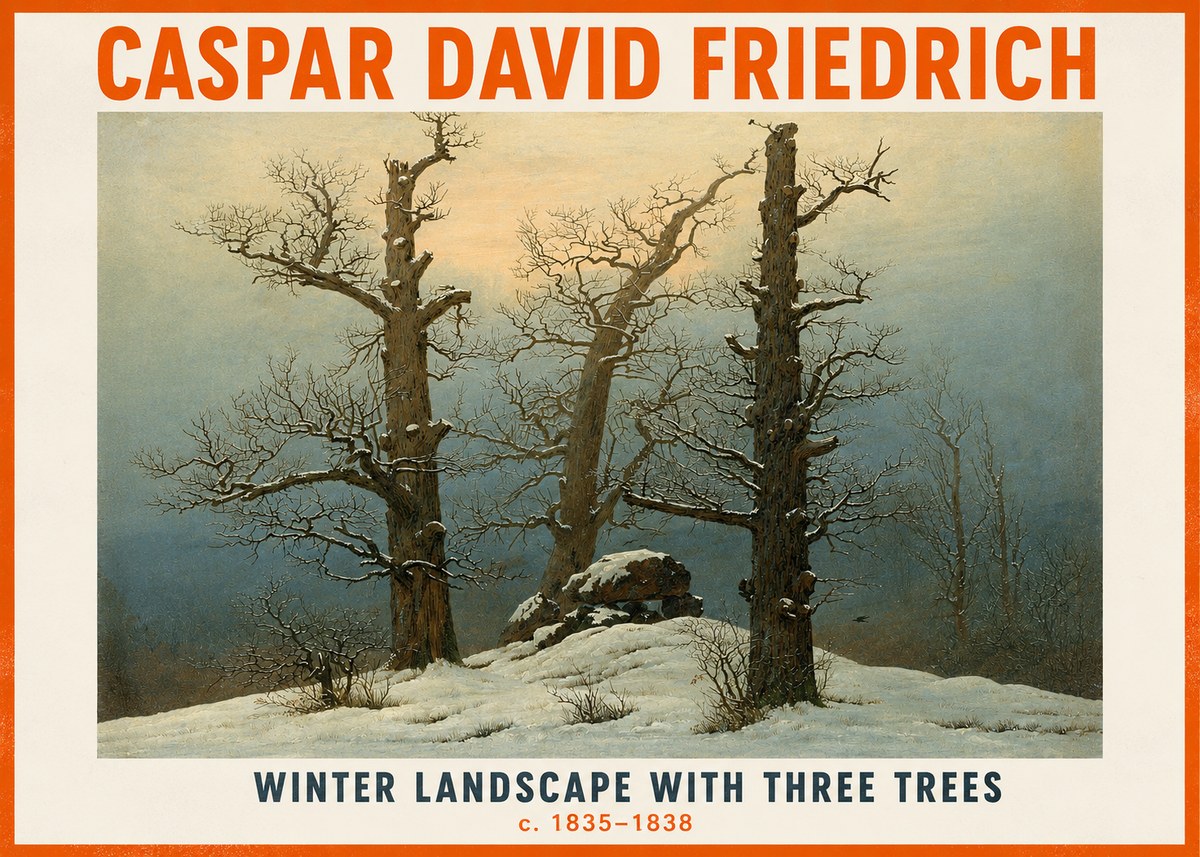 Caspar David Friedrich The Three Trees in the Snow No5 - Plakát