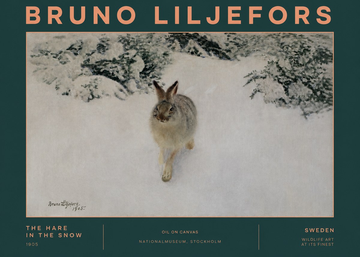 Bruno Liljefors The Hare in the Snow No2 - Plakát