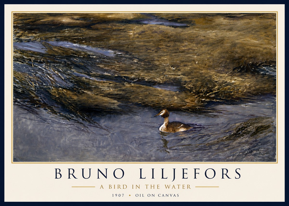 Bruno Liljefors A Bird in the Water No6 - Plakát